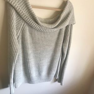 Soft Grey Off the Shoulder Sweater